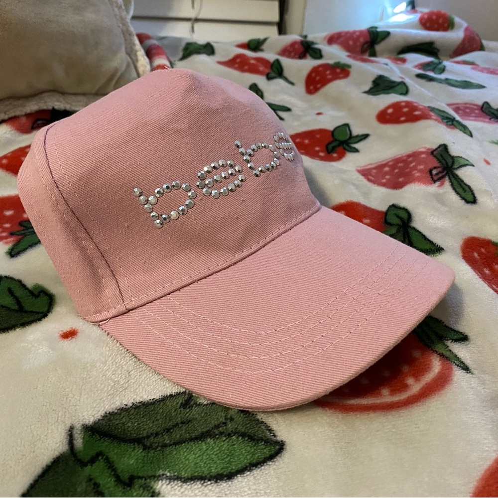 Bebe Pink Rhinestone Baseball Cap - Picture 2 of 3